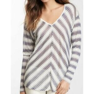 Missa Blue & White Striped Long Sleeve Blouse Women's Size Small